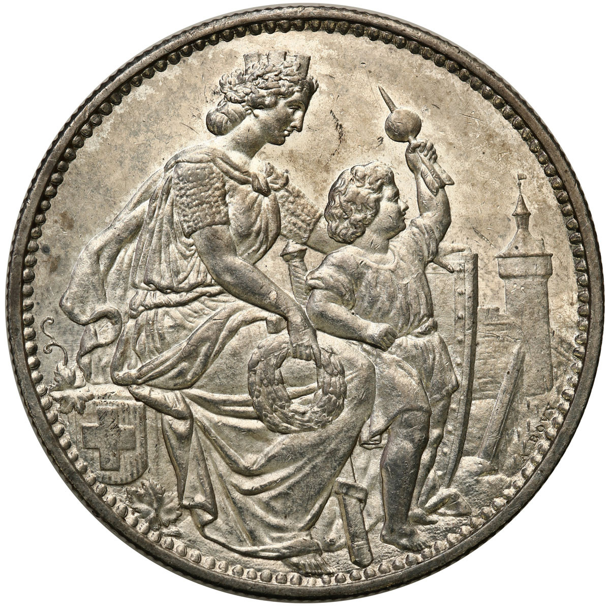 Szwajcaria. 5 franków 1865 Schaffhausen - PIĘKNE
